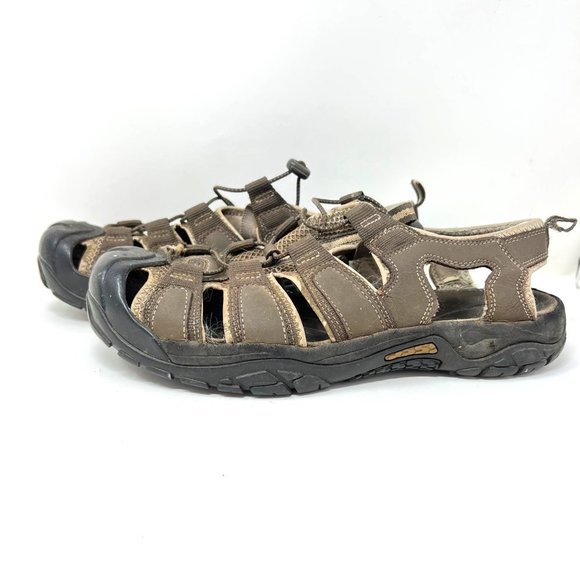 Skechers Brown Utility Leather Upper Hard Toe Sandal Size 11